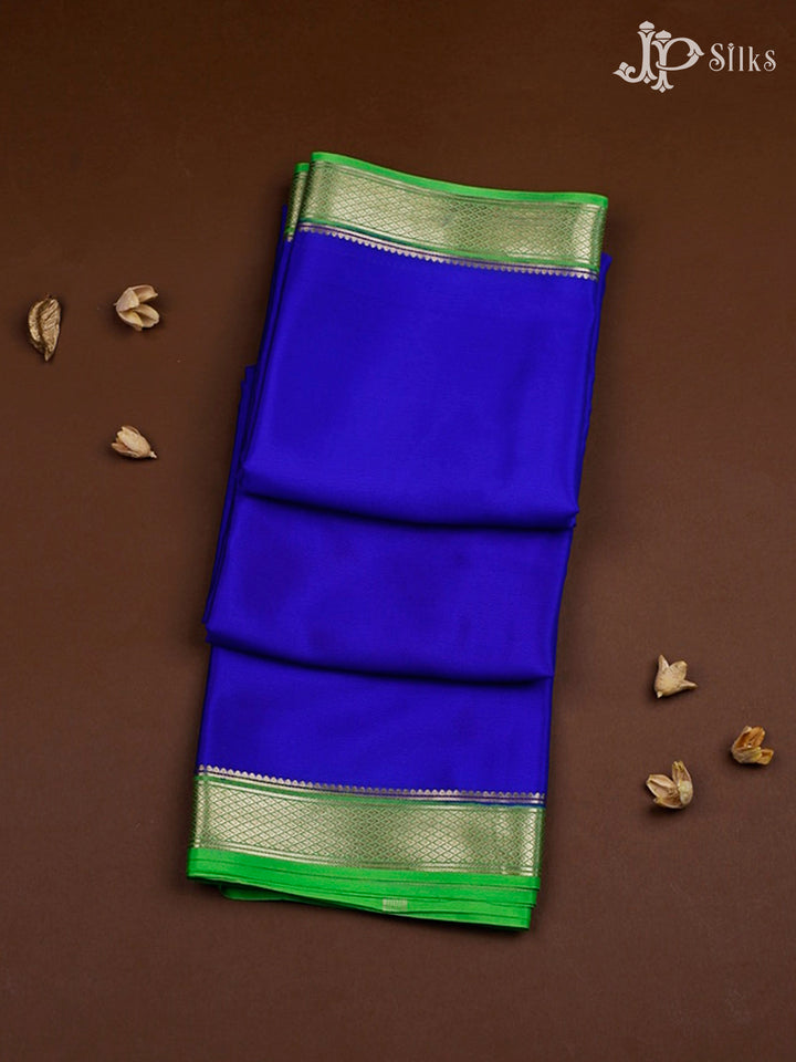 Denim Dark Blue And Green Mysore Silk Saree - F2456