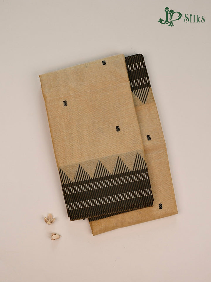 Golden Wheat And Black Theni Cotton Saree - G74