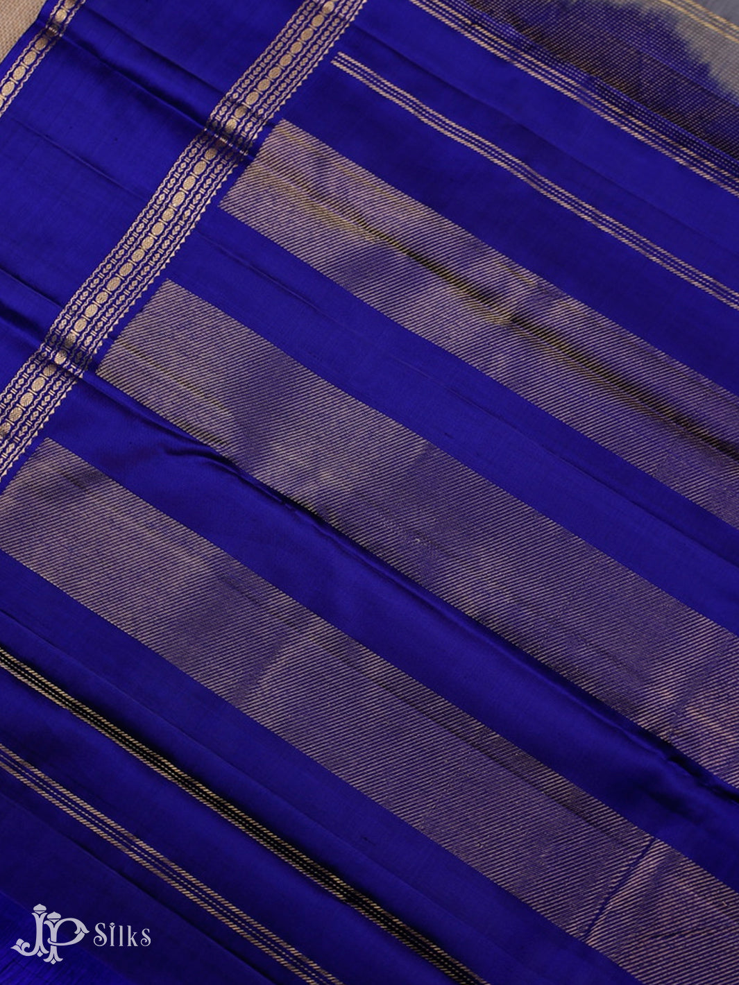 Grey And Ink Blue Kanchipuram Silk Saree - F3466