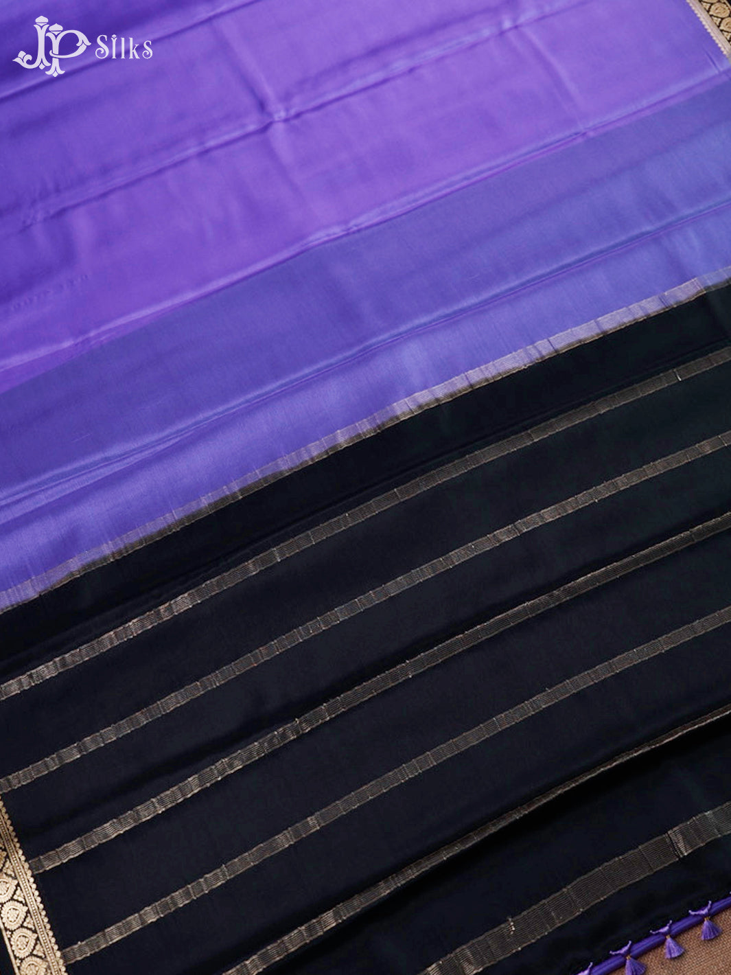 Dark Lavender And Black Mysore Silk Saree - F2457