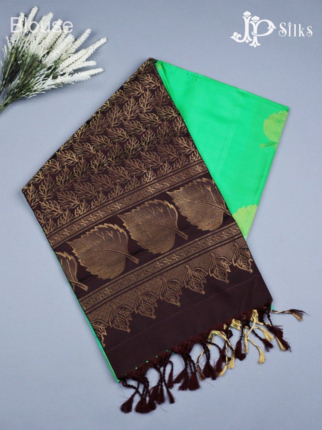 Harlequin Green with Coffee Brown Soft Silk Saree - D5874 - View 1