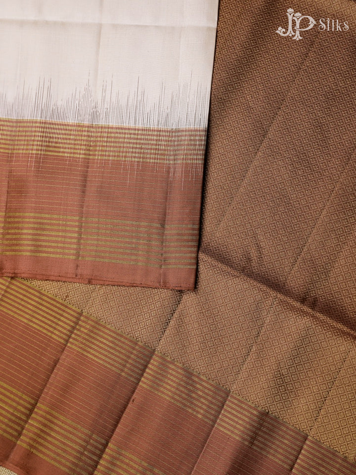 Beige and Light Brown Soft Silk Saree - F2746