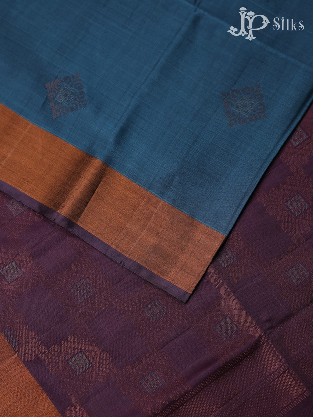 Cerulean Blue and Dark Mauve Soft Silk Saree - D5838