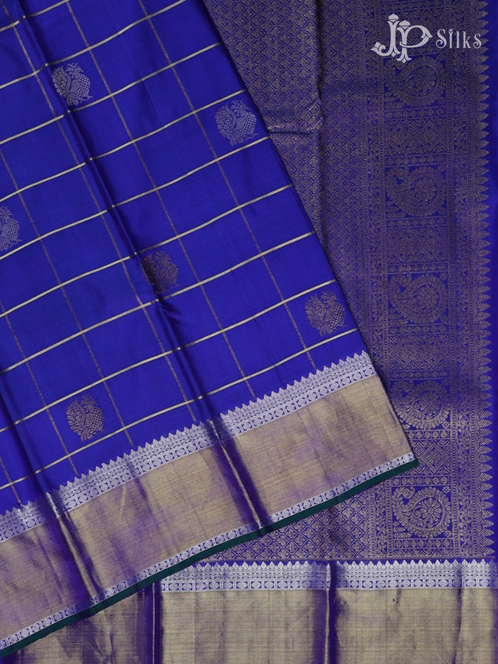 Ink Blue Kanchipuram Silk Saree - A1397 - View 2