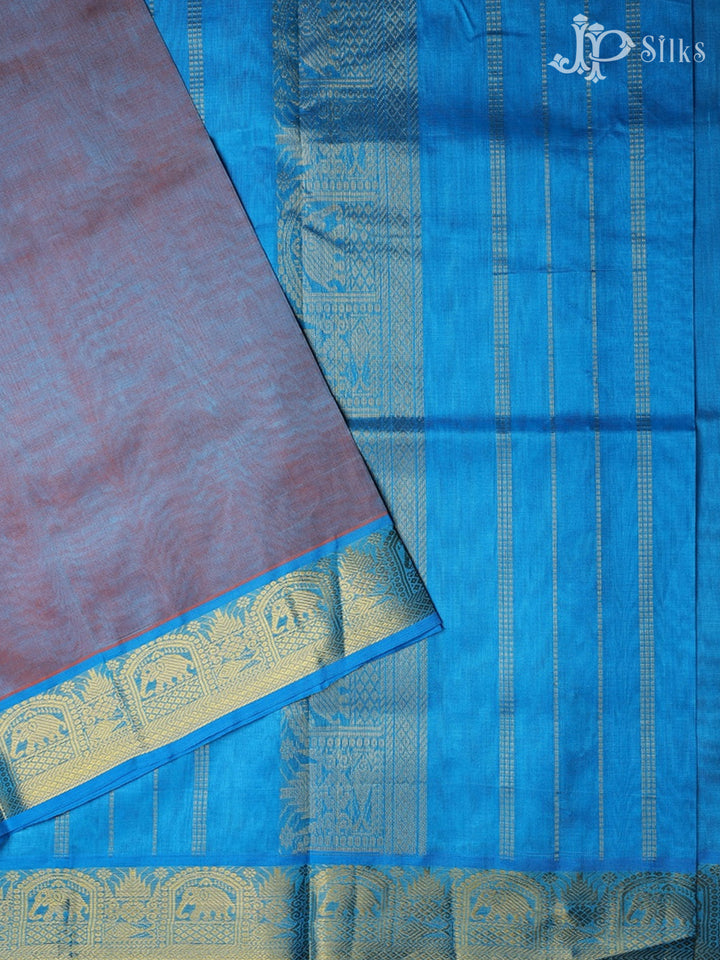 Dual Shade Blue with Sky Blue Silk Cotton Saree - F324 - View 2