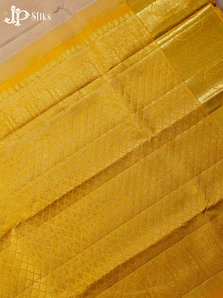 Beige-Gold and Yellow Kanjivaram Silk Saree - G420