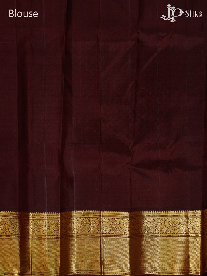 Cream & Coffee Brown Bridal Kanchipuram Silk Saree - G833-view7
