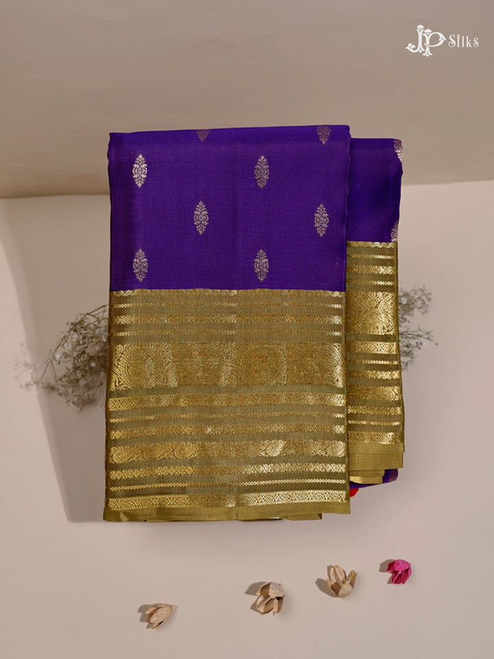 Ink Blue & Sage Green Pure Silk Mix Saree - G821-view-1