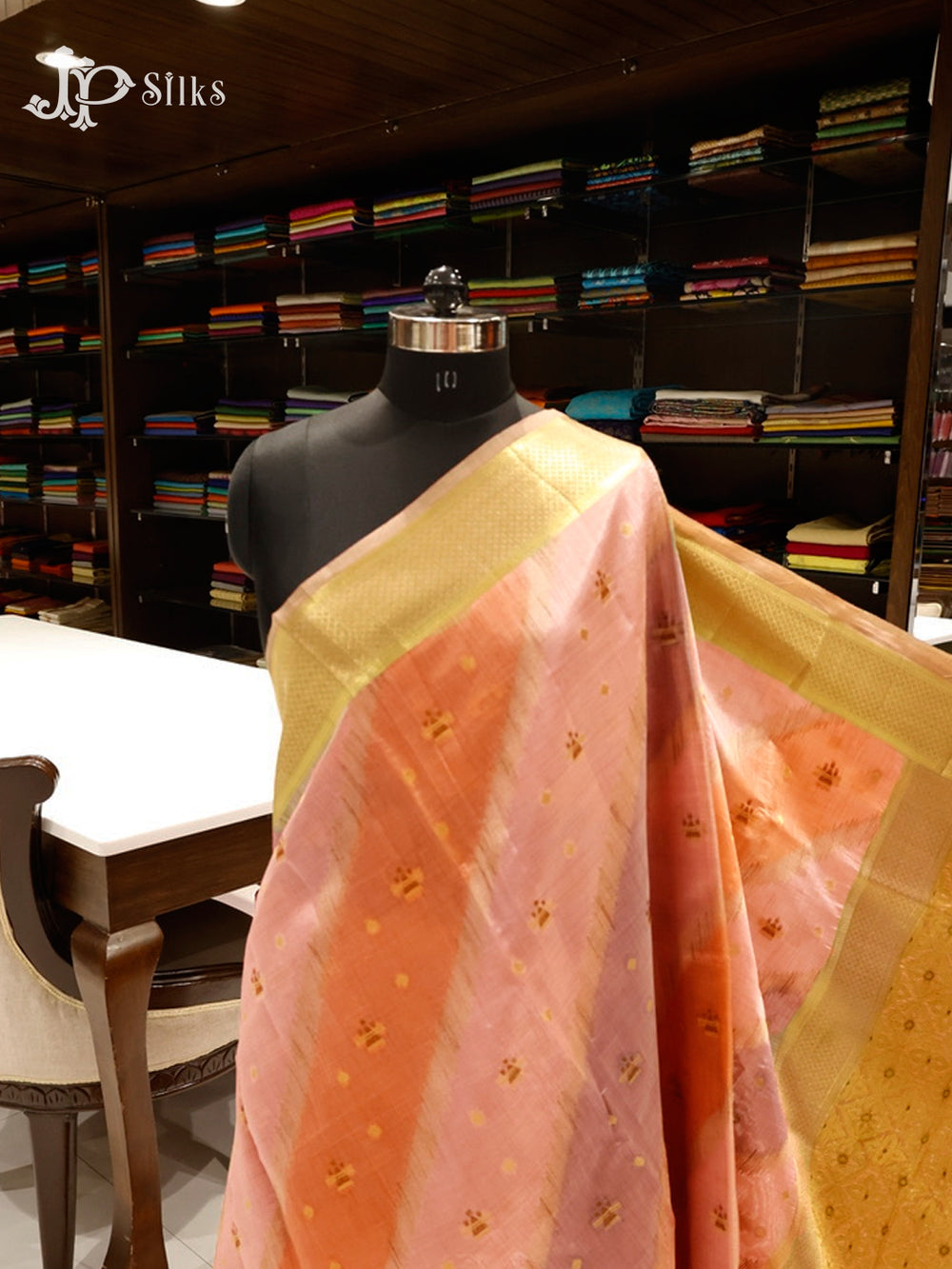 Multicolour & Gold Semi Tussar Saree - D4062-view1