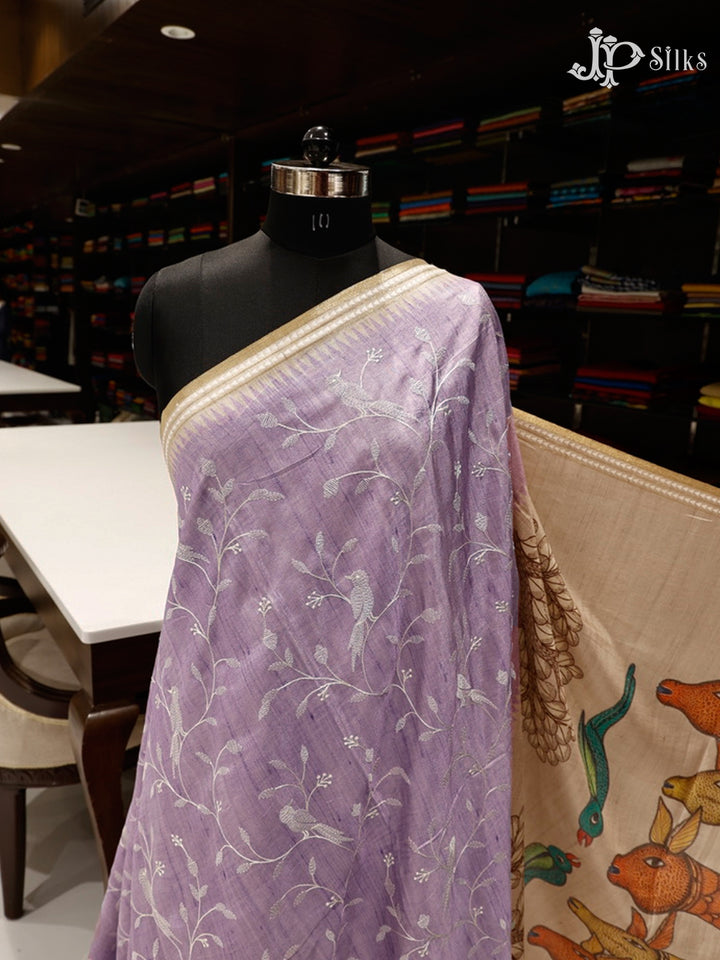 Light Purple & Beige Semi Tussar Silk Saree - G604