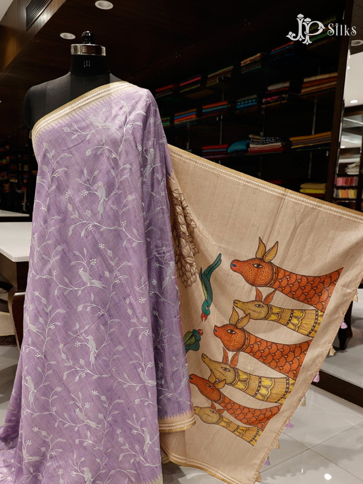 Light Purple & Beige Semi Tussar Silk Saree - G604