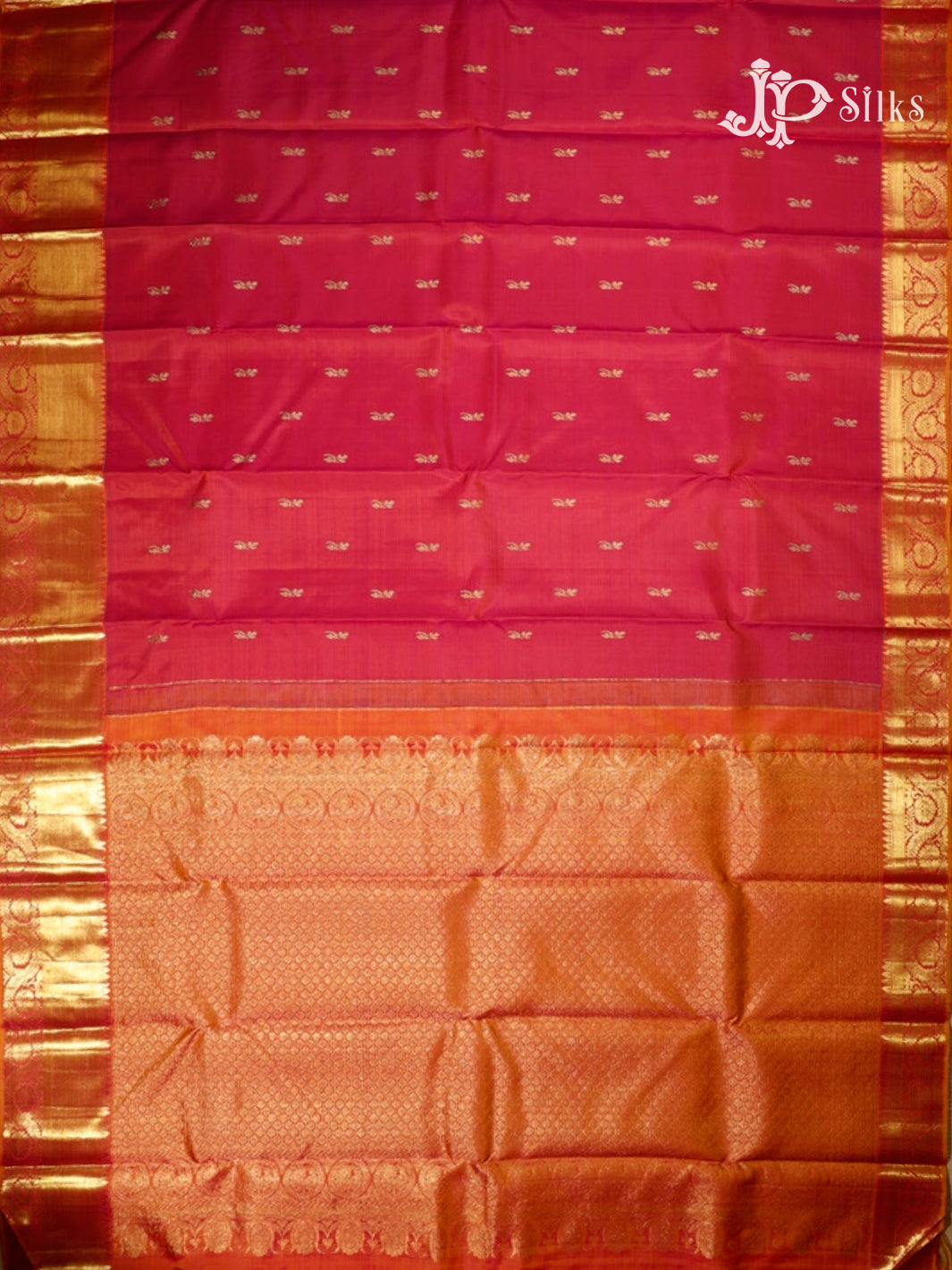 Reddish Pink & Golden Mustard Kanchipuram Silk Saree - F3373-view-5
