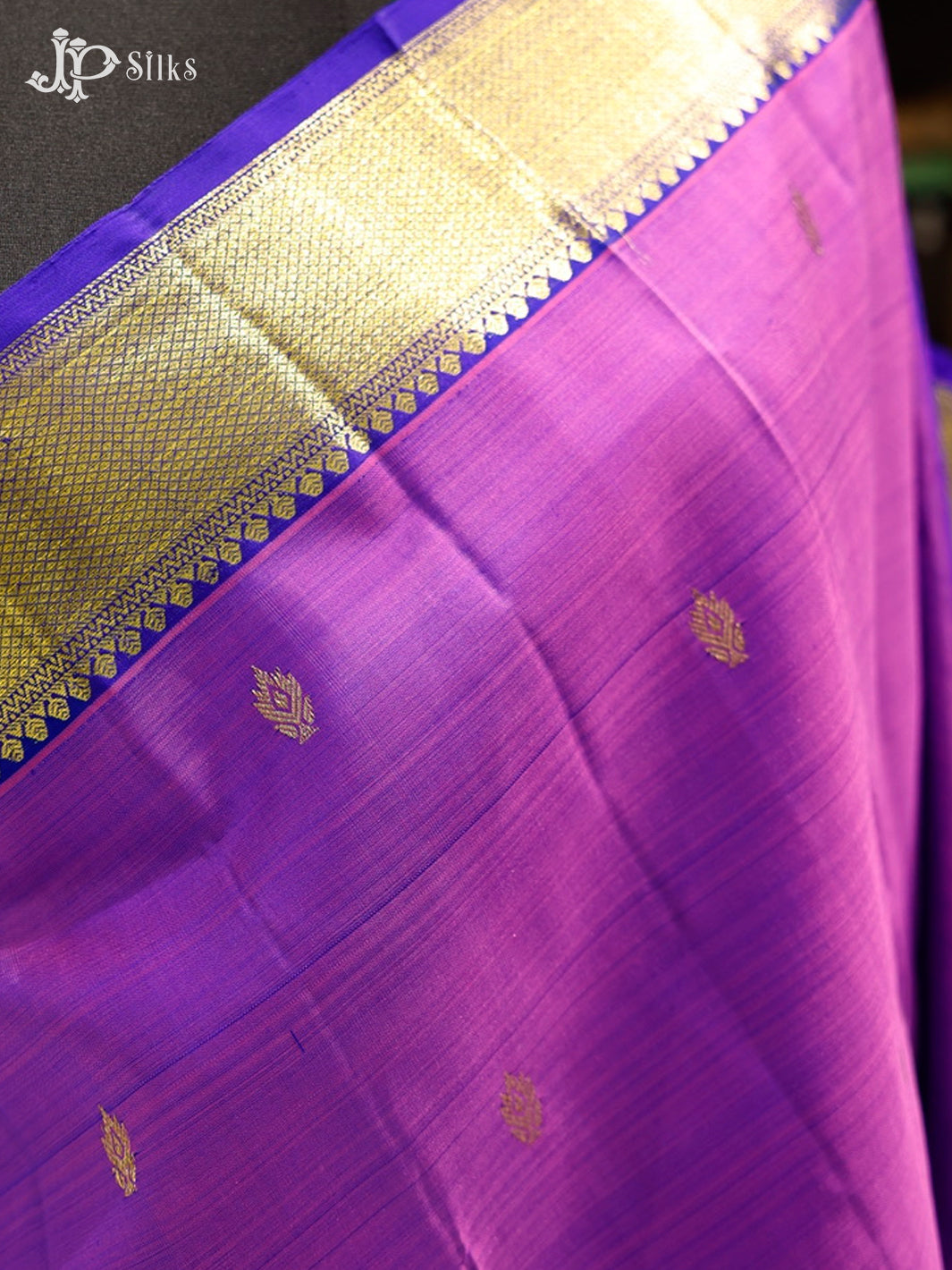Blue Violet & Dark Blue Kanchipuram Silk Saree - G829-view-3