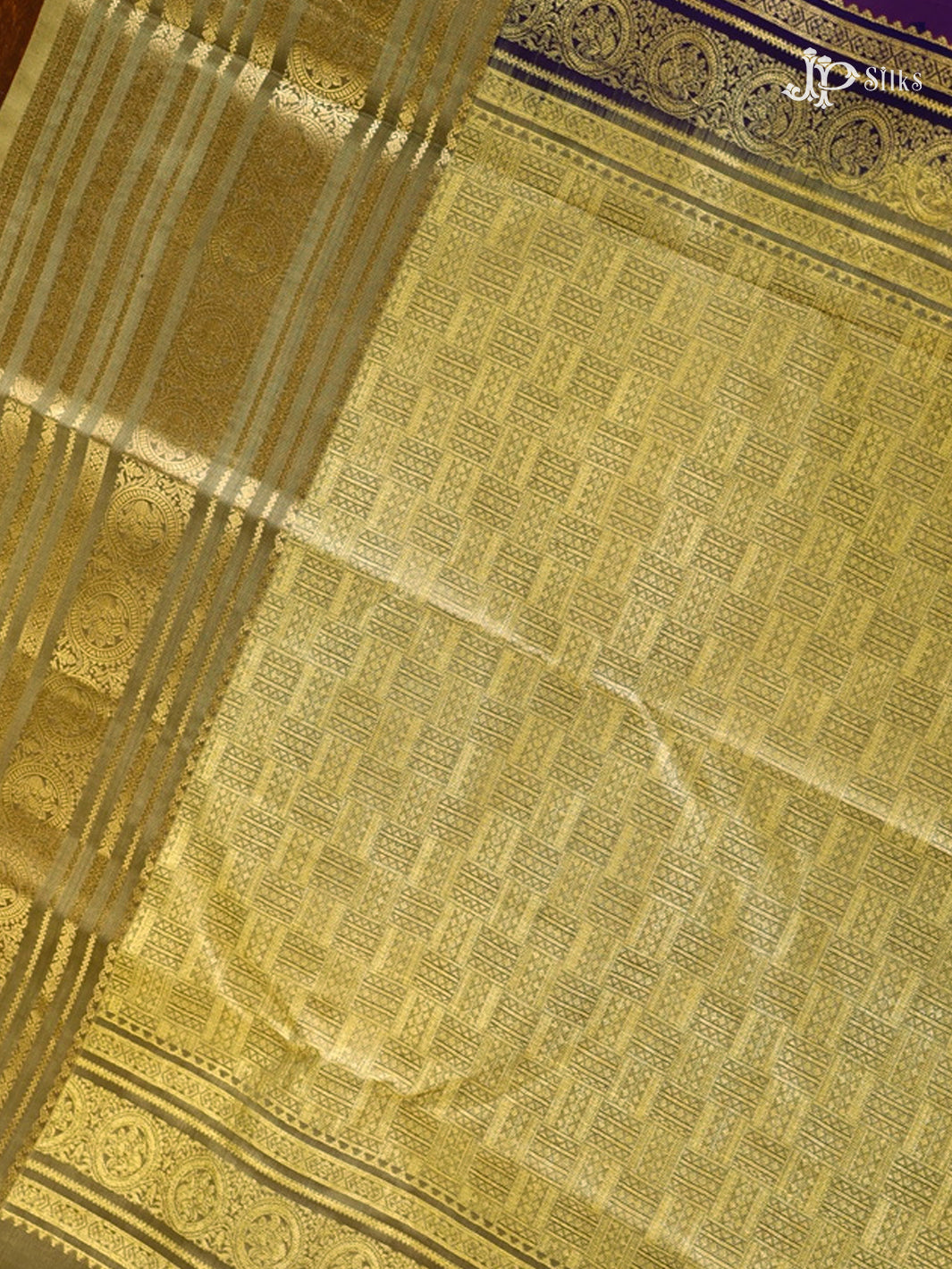 Ink Blue & Sage Green Pure Silk Mix Saree - G821-view-6