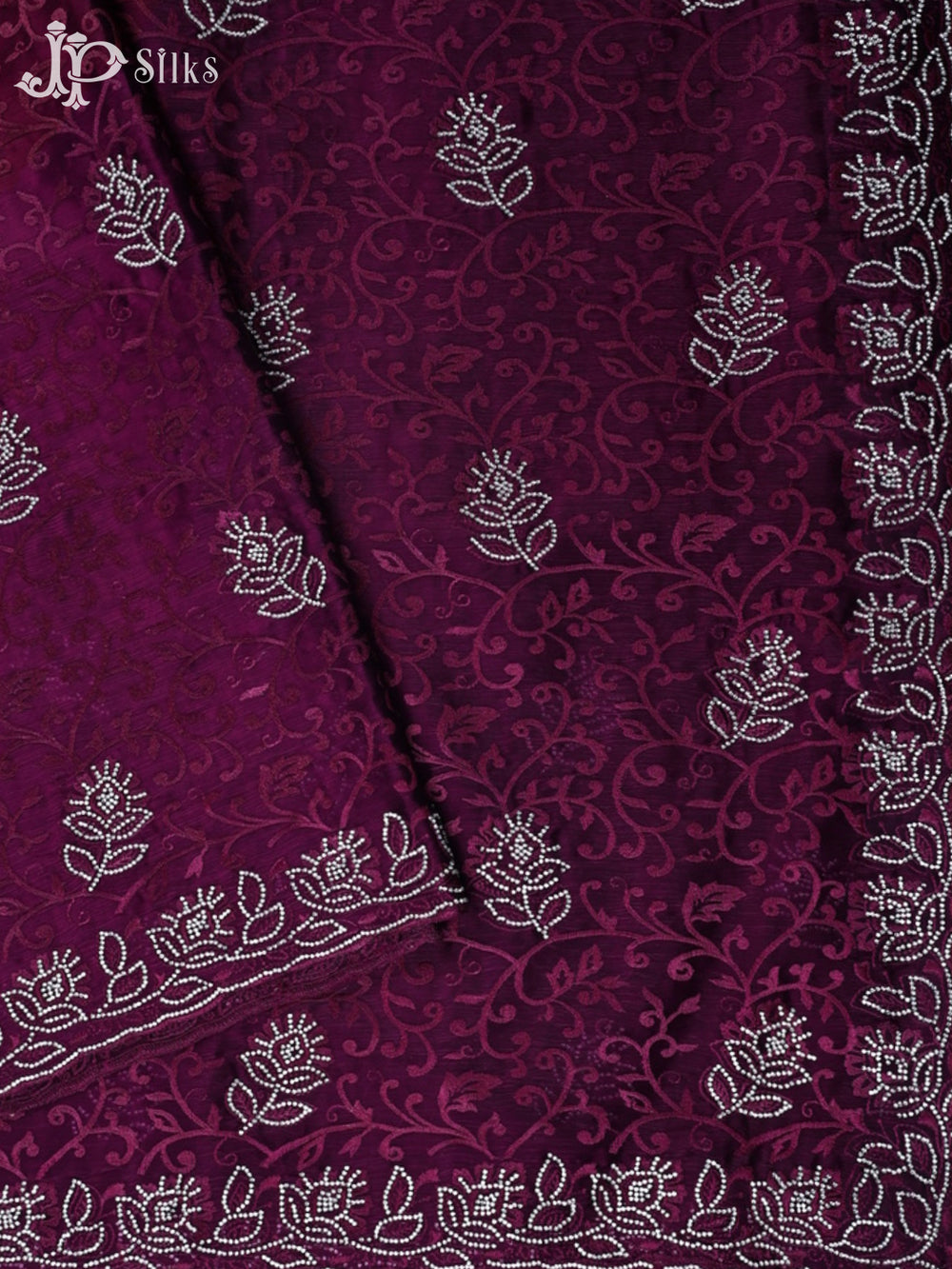 Grape Wine Color Chiffon Designer Saree - E5399 - View 2