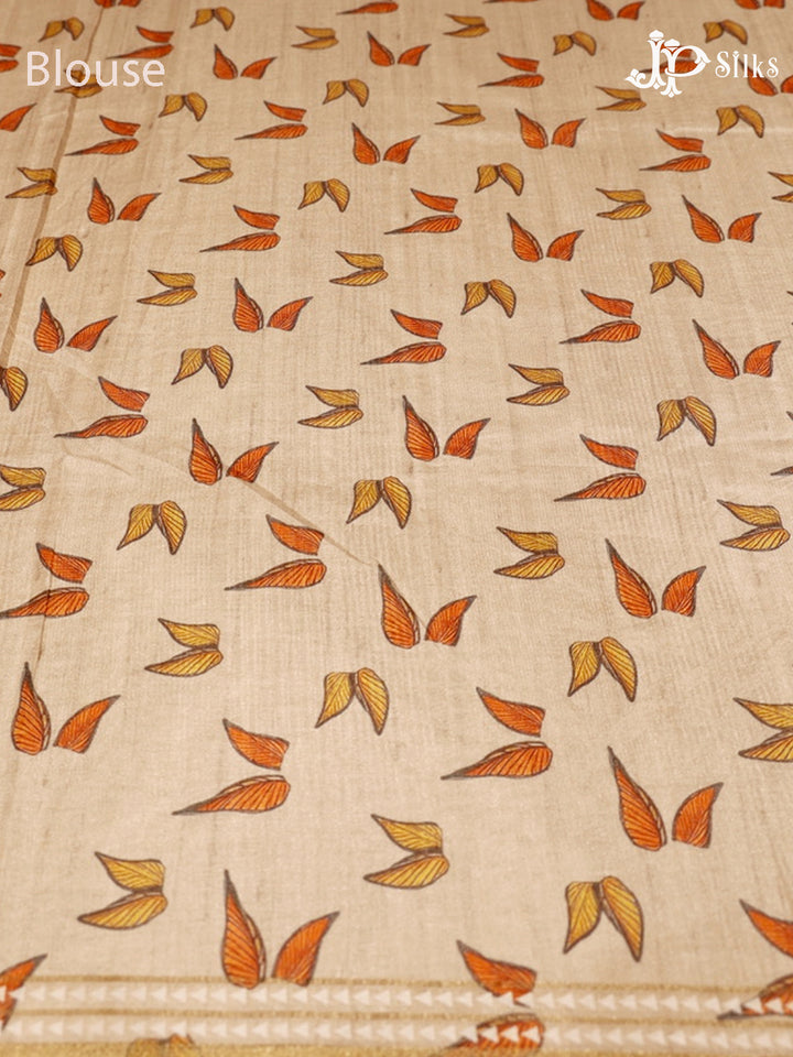 Light Purple & Beige Semi Tussar Silk Saree - G604