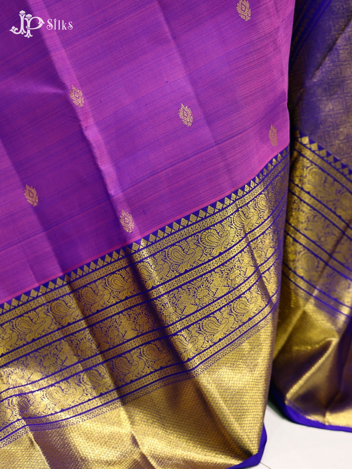 Blue Violet & Dark Blue Kanchipuram Silk Saree - G829-view-5