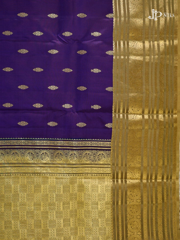 Ink Blue & Sage Green Pure Silk Mix Saree - G821-view-5