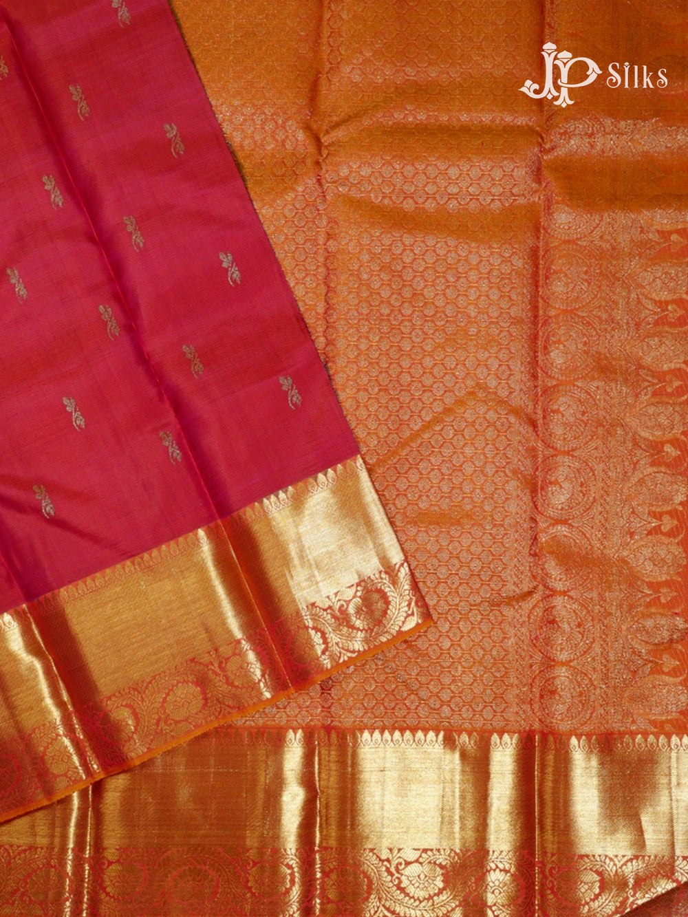 Reddish Pink & Golden Mustard Kanchipuram Silk Saree - F3373-view-2