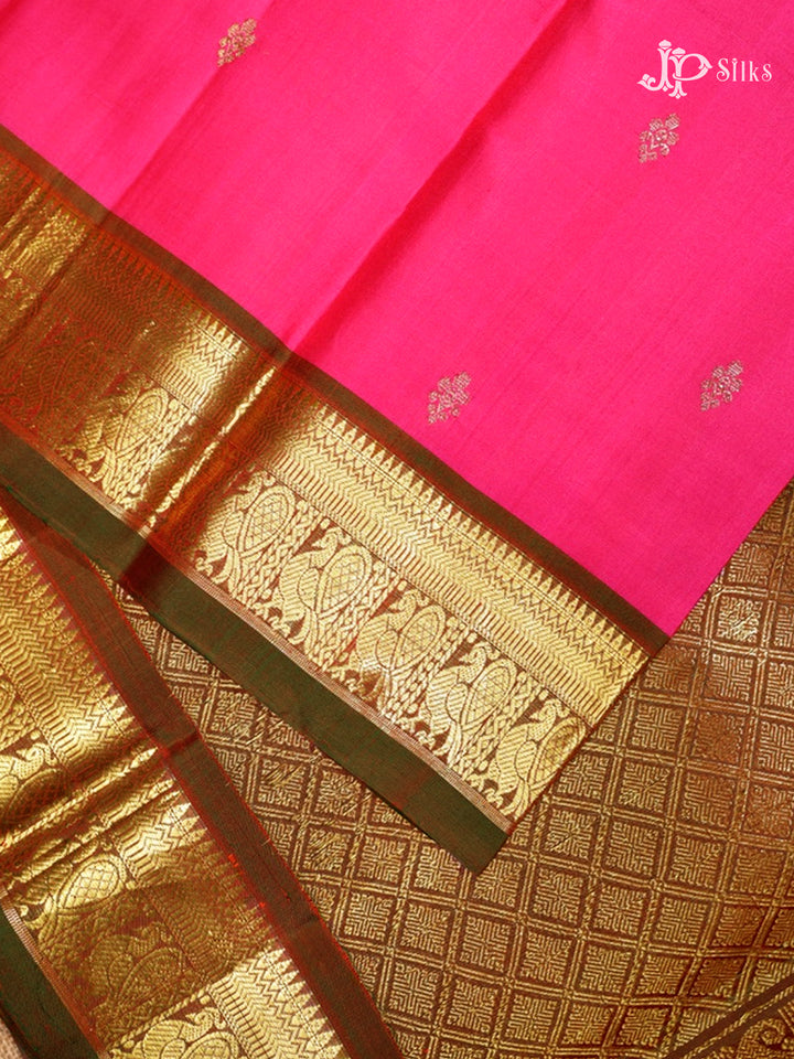 Rani Pink & Mandhulir Green Kanchipuram Silk Saree - D2215-view2
