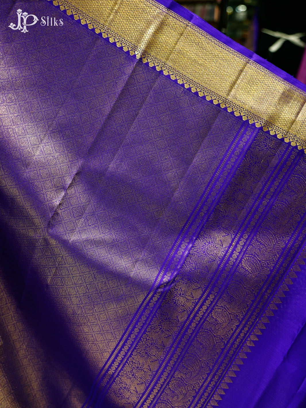 Blue Violet & Dark Blue Kanchipuram Silk Saree - G829-view-4
