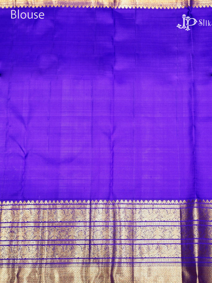 Blue Violet & Dark Blue Kanchipuram Silk Saree - G829-view-6
