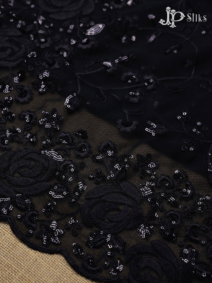 Black Georgette Saree with Floral Design - E5310 - View 5