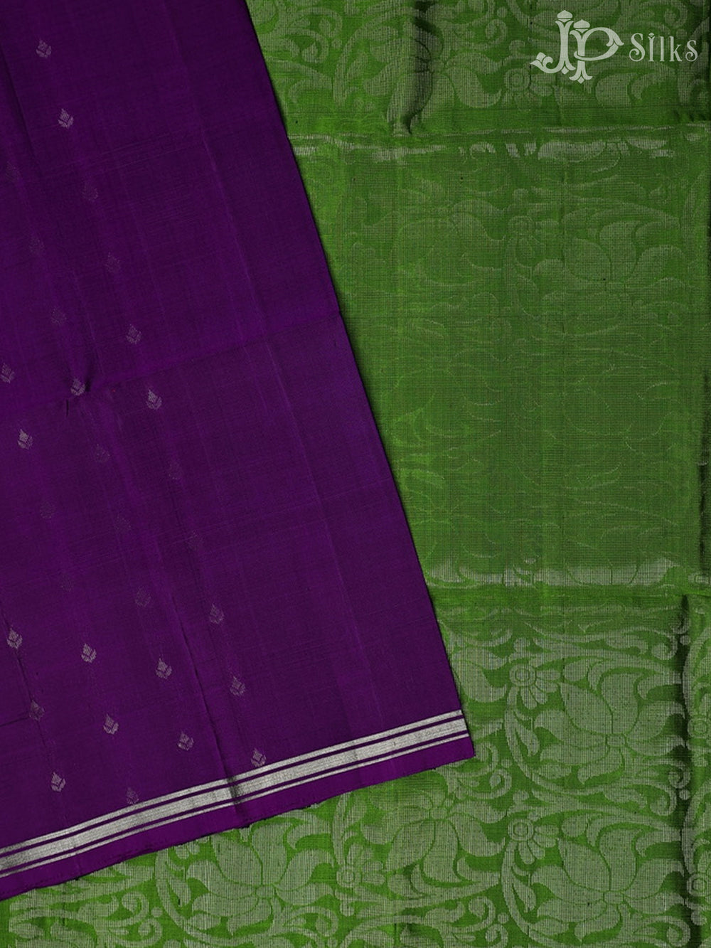 Royal Purple with Apple Green Soft Silk Saree - E4543 - View 2