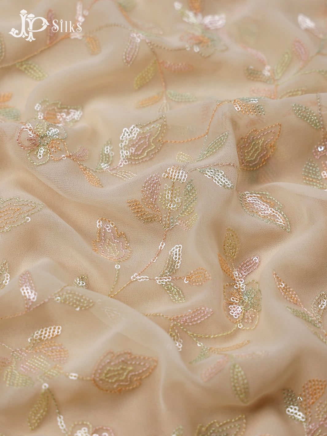 Light Peach Georgette Saree with Floral Design - E5306 - View 7