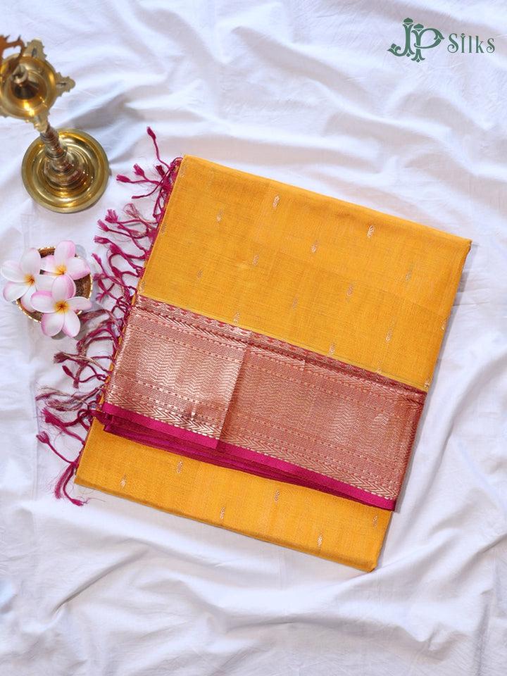 Yellow and Pink Silk Cotton Saree - F2662
