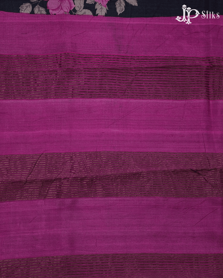 Black Floral Tussar Silk - E6588 - View 6