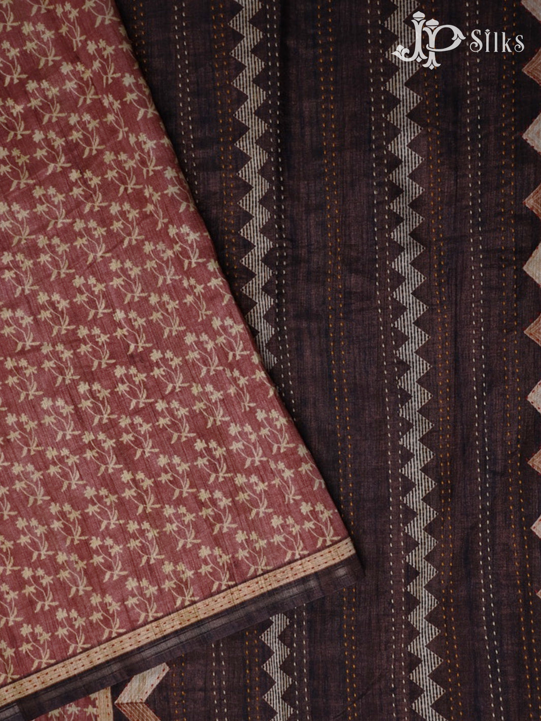 Copper with Coffee Brown Semi Tussar Silk Saree - E3266 - View 2