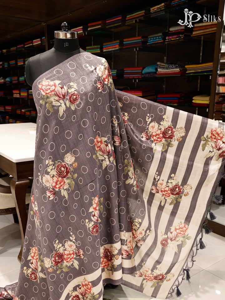 Grey Fossil Semi Tussar Silk Saree - F2951