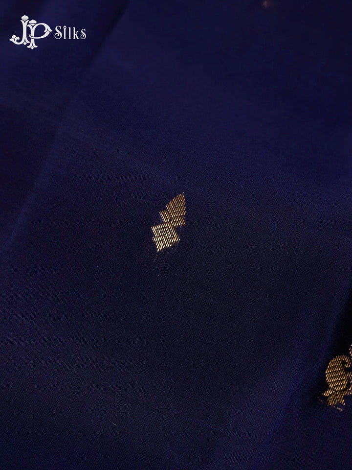 Ink Blue And Teal Blue Pure Silk Mixed Saree - G64