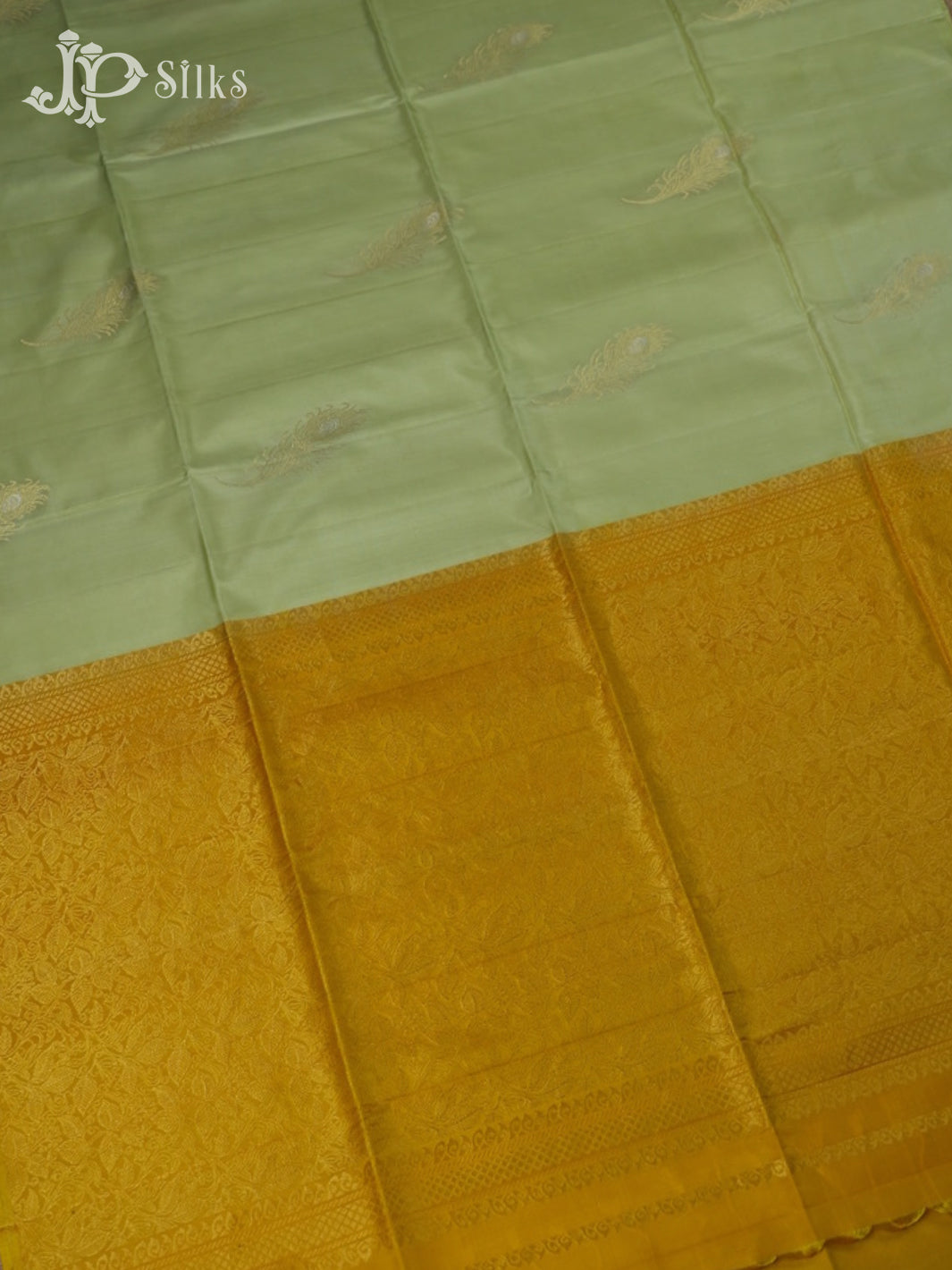 Pista Green with Mustard Yellow Soft Silk Saree - F2353 - View 3