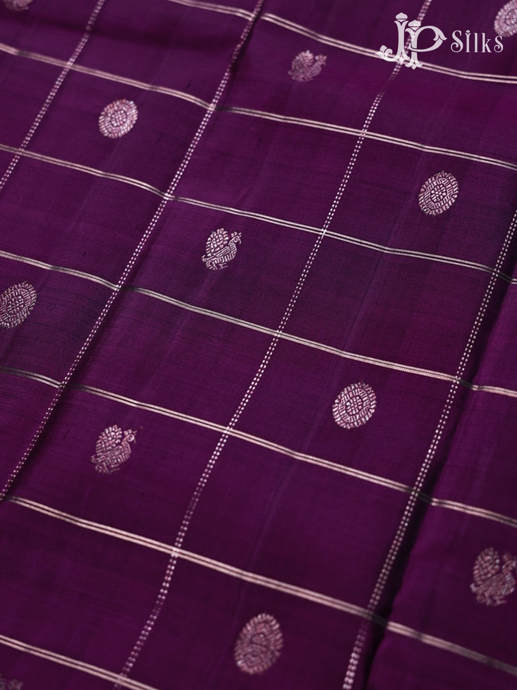 Purple and Sea Blue Kanchipuram Silk Saree - E5205 - View 6