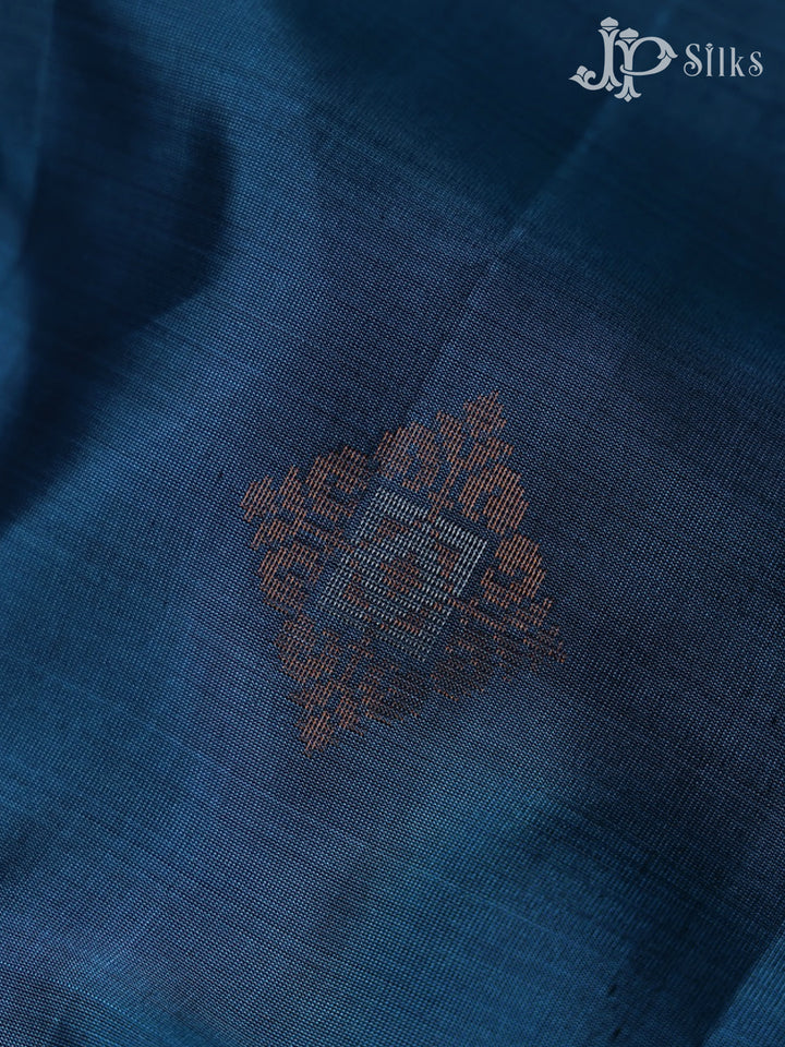 Cerulean Blue and Dark Mauve Soft Silk Saree - D5838