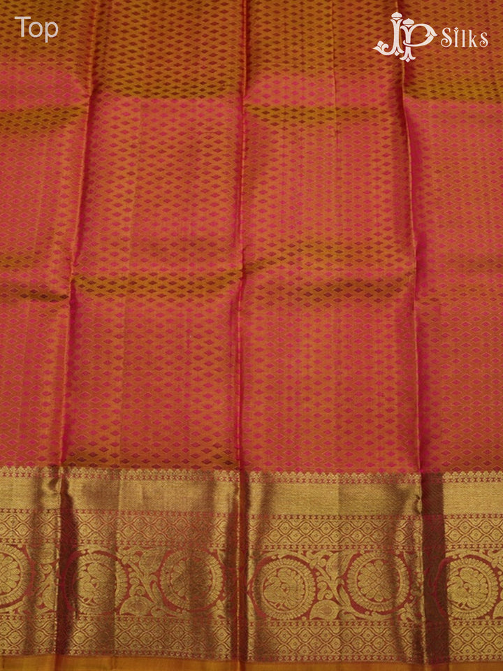 Rani Pink with Sunset Orange Pattu Pavadai - D5935 - View 4