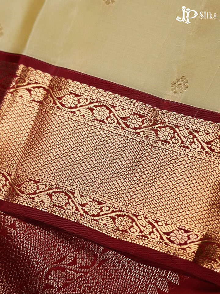Beige And Maroon Pure Silk Mixed Saree - G65