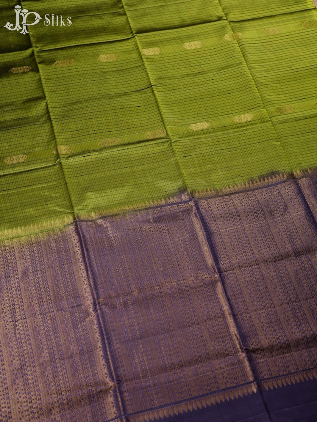 Green And Purplish Grey Soft Silk Saree - F3469