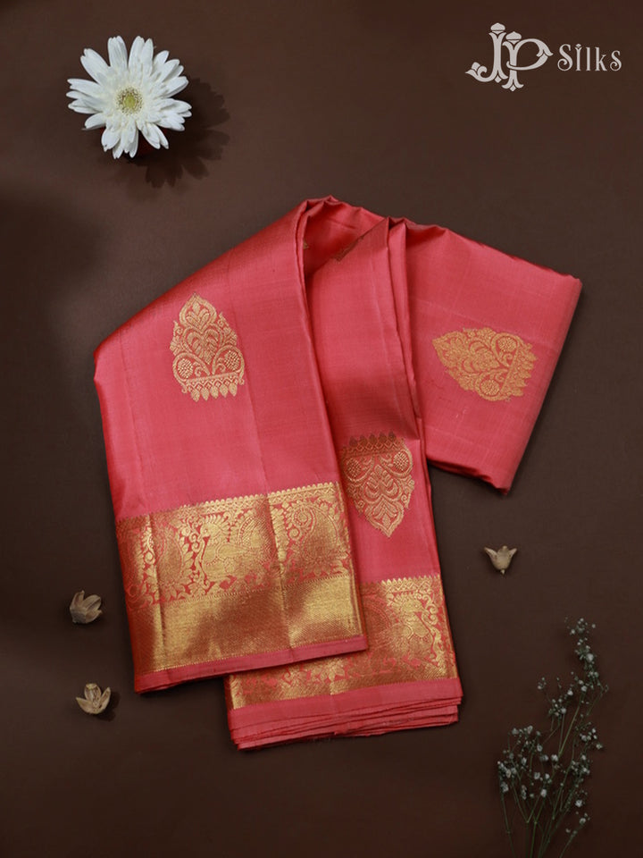 Reddish Orange Kanchipuram Silk Saree - F433 - View 1