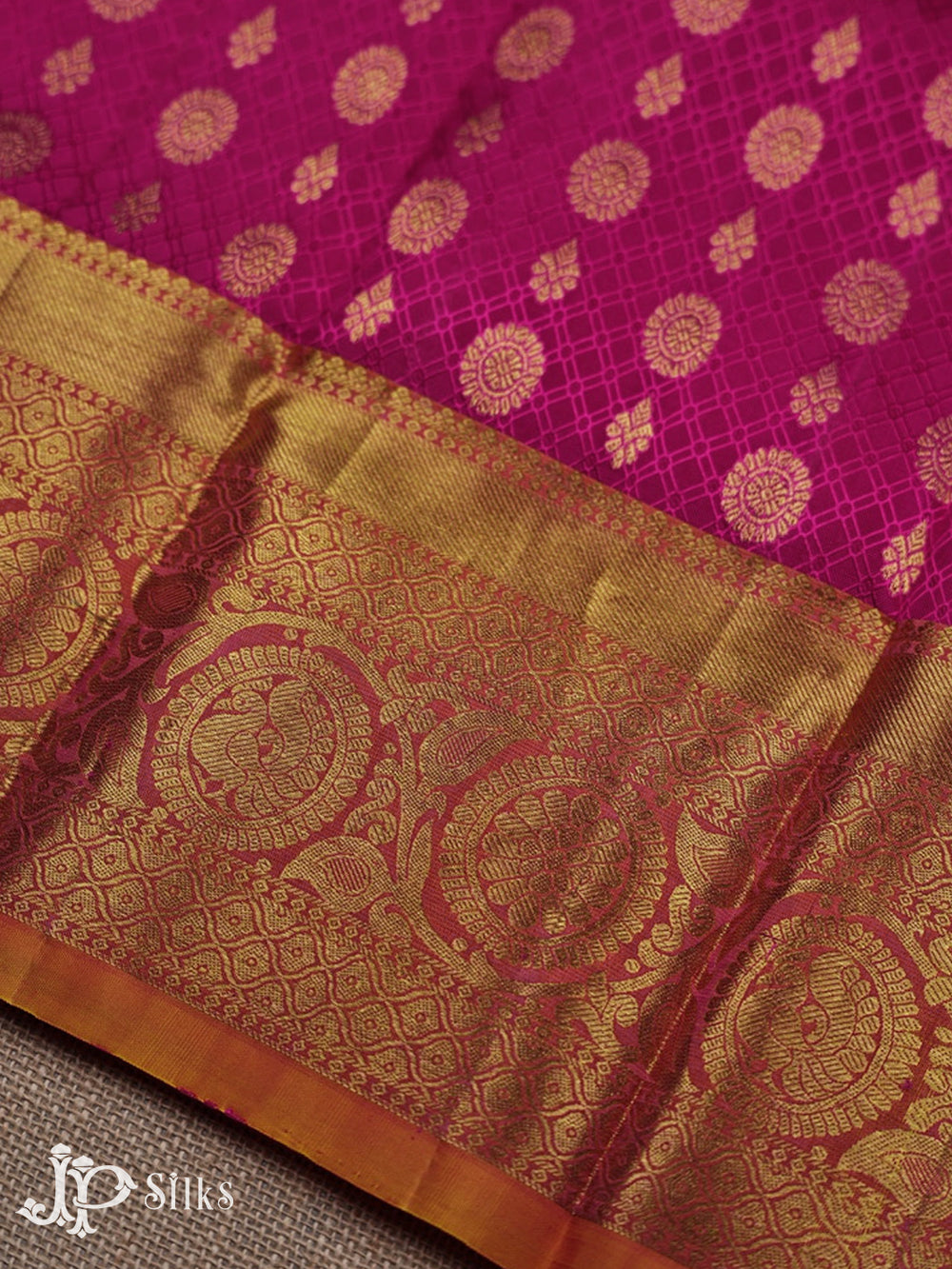 Rani Pink with Sunset Orange Pattu Pavadai - D5935 - View 3