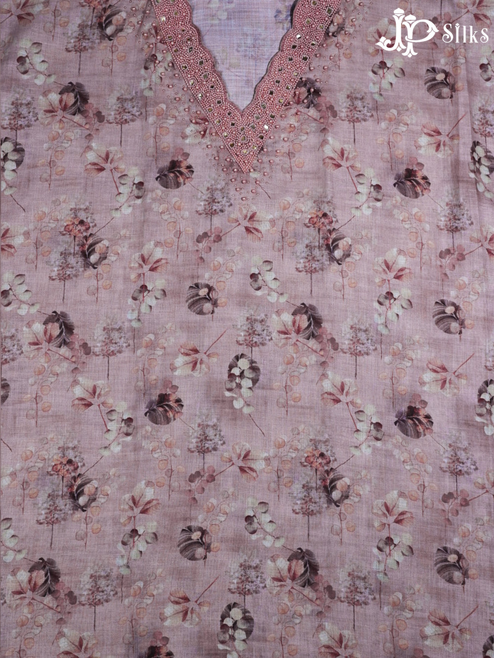 Greyish Pink Linen Chudithar Material - E6221 - View 2