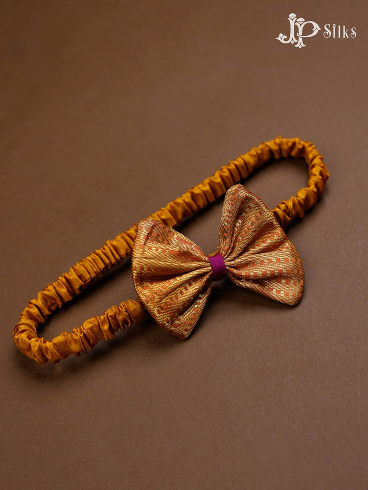 Mustard Yellow Pure Silk Kids Readymade Dress | 6 m - 12 m - F3534