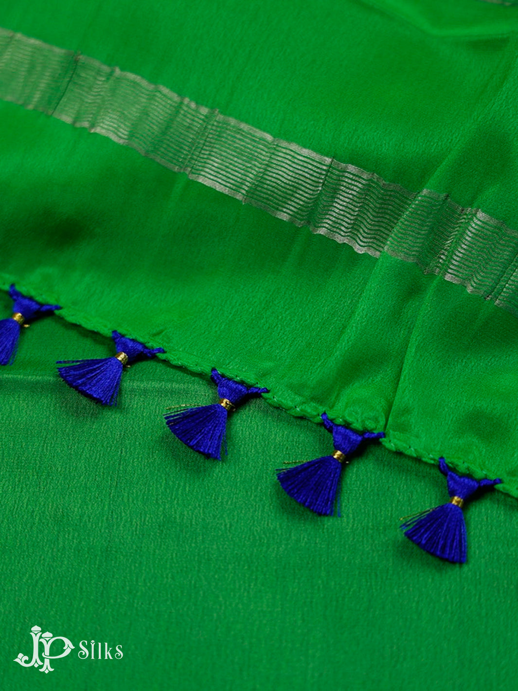 Denim Dark Blue And Green Mysore Silk Saree - F2456