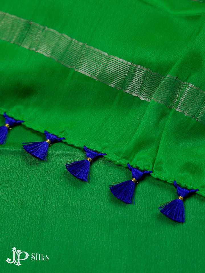 Denim Dark Blue And Green Mysore Silk Saree - F2456