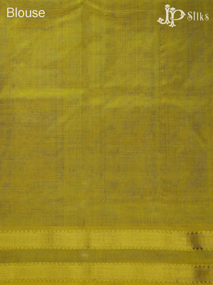 Olive Green with Mustard Green Silk Cotton Saree - D8229 - View 6