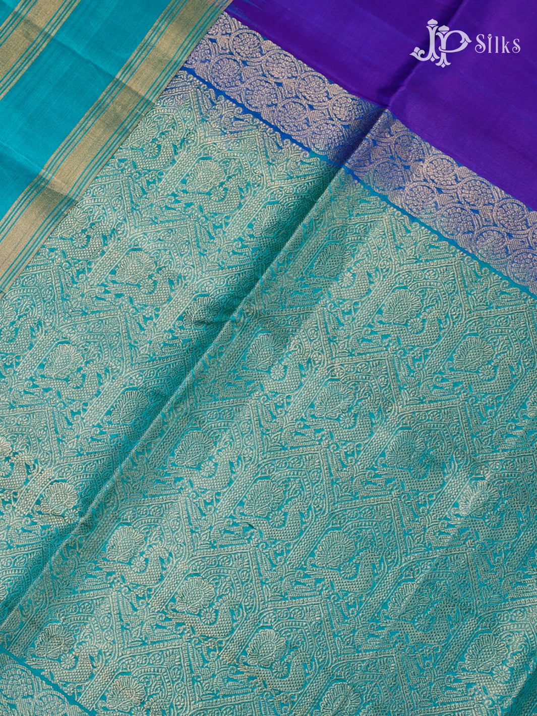 Dark Violet And Teal Blue Soft Silk Saree - F2748