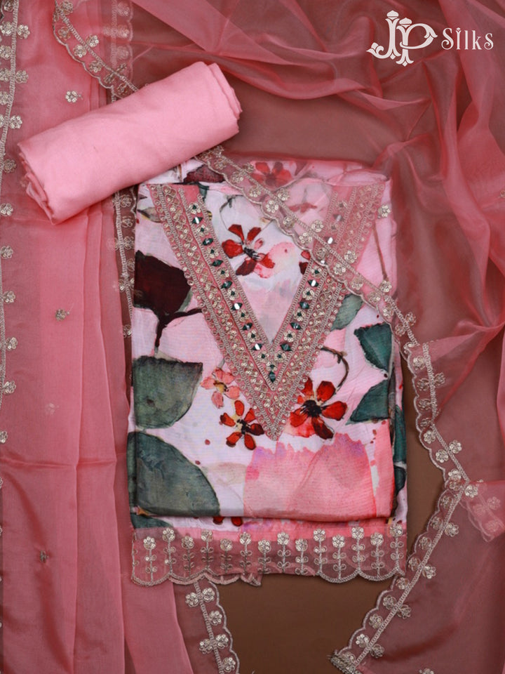 Baby pink with Multi Colour Chudithar Material - E4604 - View 1