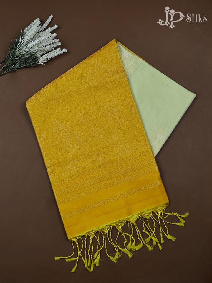 Pista Green with Mustard Yellow Soft Silk Saree - F2353 - View 1